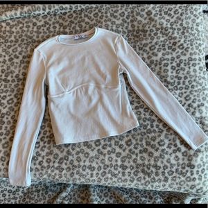 Petal & Pup White long sleeve with bust line detail | ribbed | cropped